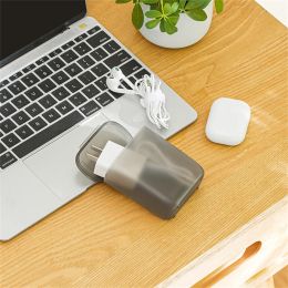 Portable Desktop Data Cable Storage Box Transparent Phone Charger Earphone Wire Organisers With Dustproof Cover Office Supplies
