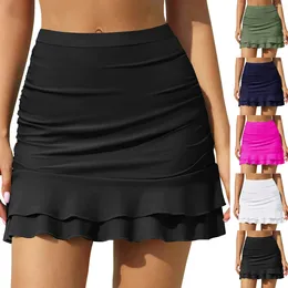 Swim Skirt For Women Bathing Suit Bottoms High Waisted Ruched Swimsuits With Built In Brief Large Size Mini Dress 2024