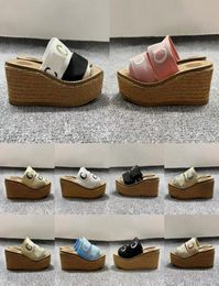 Woody Platform Women Mules Canvas Web Sandals Леди тапочки