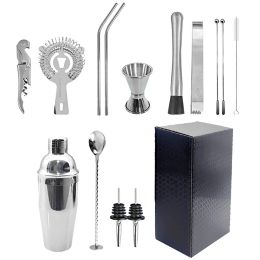 1-20Pcs/set Stainless Steel Cocktail Shaker 550/750ML Bartender Mixer Kit Bar Set Drink Tool With Wine Stand Party Birthday Gift