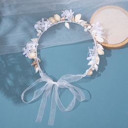 Handmade Garland Headband Seashell Hairbands Flower Designs Beach Party Prop Headpieces for Women Bride Wedding Hair Jewelry