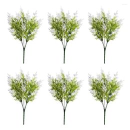 Decorative Flowers Artificial Plant Realistic Reusable Branches For Home Garden Landscaping 6pcs Uv Resistant Faux White Pine