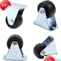 Other Home & Garden New 4Pcs Furniture Rubber Caster Wheel Non-Swivel Top Plat Heavy Duty Roller For Platform Trolley Accessory Drop D Dh0Or
