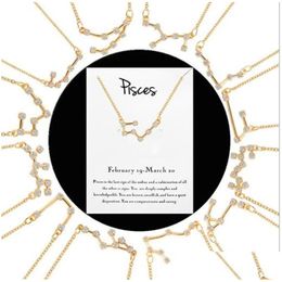 Pendant Necklaces 12 Constellation Zodiac Sign Necklace Horoscope Zircon Korean Jewellery Star Galaxy Libra Astrology Gift With Retail Dhizx
