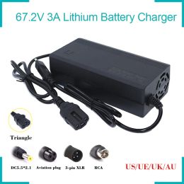 67.2V 3A AC100-240V Lithium Battery Fast Charger For 16S 60V 20A Electric Scooter E-bike Smart Charger Wiht Triangle Plug