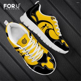 Casual Shoes FORUDESIGNS Archery Shape Line Art Brand Design Women Flats Sneakers Lace-up Air Mesh Ladies Comfortable