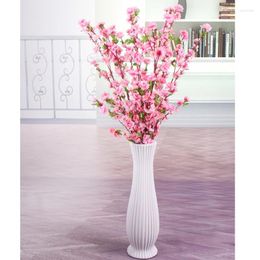 Decorative Flowers Peach Artificial Cherry Spring Plum Blossom Branch Silk Flower Tree For Wedding Party Decors Bouquet Home