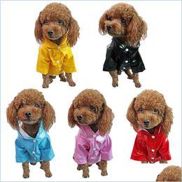 Dog Apparel Pet Raincoat Pu Reflective Waterproof Clothes Hooded Jumpsuit Rainwear For Small Medium Dogs Teddy Chihuahua Supplies Dr Dhqvg