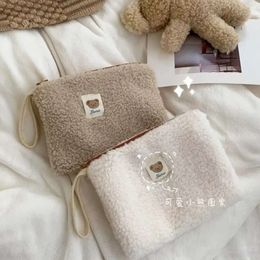 Diaper Korean Fashion Kawaii Cartoon Bear Organizer Baby Item Storage Bag Autumn Winter Plush Handbag for Women L2405
