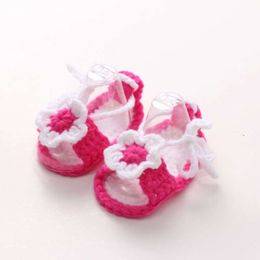 Newborn Infant Kid Boy Girl Soft Handmade Crochet Knit Flower Pearl Sandals Cute Summer Baby Child Shoes L2405