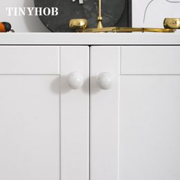 White Natural Marble Cupboard Handles Round Furniture Cabinet Handle Small Dresser Drawer Pulls Black White Kitchen Accessories