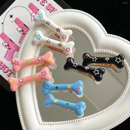 Hair Accessories 2024 Spring Summer Color Print Star Bone Small Clips For Girl Children Cute Kawaii Funny Cool Hairpin Fashion