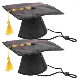 Dog Apparel 2 Pcs Mini Graduation Caps Pet Ceremony Party Supplies Hat With Tassels For Born Baby