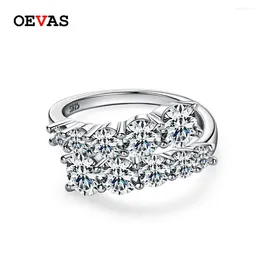 Cluster Rings OEVAS 925 Sterling Silver 3.26cttw Moissanite For Women 18k Gold Plated Diamond Wedding Eternity Band Fine Jewelry