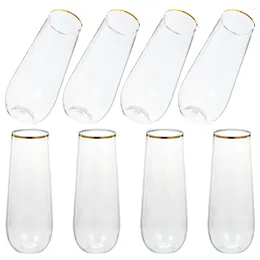 Disposable Cups Straws 8 Pcs Glass Plastic Glasses For Party Reusable Desserts Beverage Bottle Drinks Goblets Flute Cocktail