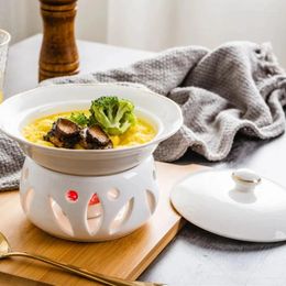 Bowls Ceramic Candle Heating Tableware Soup Fruit Salad Bowl Noodle Dinner Plate Dessert Pot
