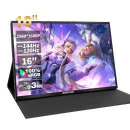 16 Zoll 2,5K 144Hz Tragbarer Monitor 2560x1600 Anzeigen-IPS-Reisespiele erweiterten Display-Computer Zweiter Bildschirm mit VESA