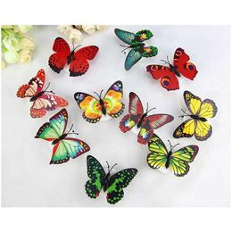 Wall Stickers New Butterfly Led Light Self-Adhesive Creative Night Indoor Atmosphere Glow In The Dark Home Room Decoration Drop Delive Dhoxw