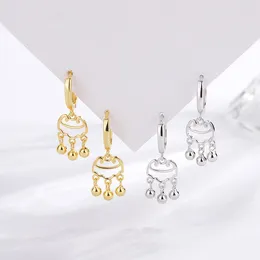 Stud Earrings S925 Sterling Silver Short Tassel Long Life Lock For Women's Pair Of Fashion Small Gold Ear Buckles Holes