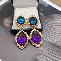Stud Earrings Purple Drop Earring Elegant Design Alloy Resin Accessories For Women's Pendientes