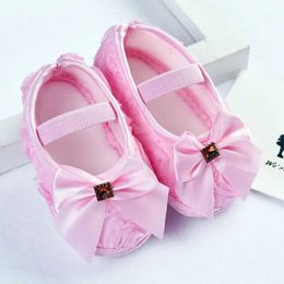 First Walkers Newborn baby shoes toddlers first walking shoes soft and non slip rubber soles cute princess flower elastic band walking shoes d240525