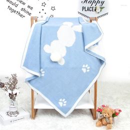 Blankets Baby Blanket Knitted Boy Girl Kid Bedding Plaid Sofa Crib Quilt Cute 3D Pom Infant Born Stroller Swaddling 95 75CM