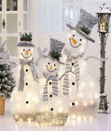 Christmas wrought iron flocking lights snowman counter decoration shopping mall supermarket holiday scene decorations navidad G0918959603