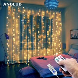 3M LED Curtain Garland on the Window USB String Lights Fairy Festoon Remote Control New Year Christmas Decorations for Home Room8575123