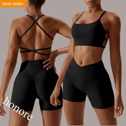 Lu Align Suit Workout Clothg Nude ang Neck Beautiful Back Bra igh Quality Premium Exercie Wear Short 2 Yoga Set