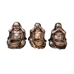 Candle Holders Sitting Buddha Statue Resin Meditating Home Decor Tea Light Figurines Art Craft Small Office Gift Holder Incense Burner