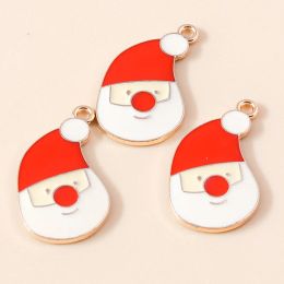10pcs Enamel Christmas Charms for Earrings Christmas Tree Candy Cane Santa Claus Snowman Gloves Charms & Pendants DIY Jewellery