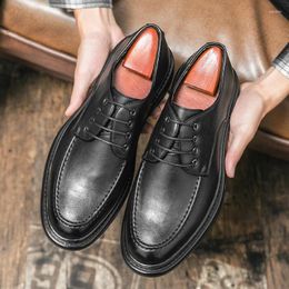 Casual Shoes Lace-up Leather With Thick Soles Men Dress Fashion Oxford Mens Footwear Formal