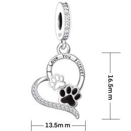 FC Jewellery Fit Original Pan Charms Bracelet 925 Sterling Silver Dog Paw Forever In My Heart Bead For Women Memorial Berloque DIY