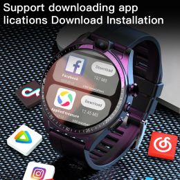 KOM4 4G LTE Smart Watch Men 4GB+64GB Android8.1 GPS 1.43" HD Screen Dual Camera Google Play Store SIM Card Waterproof Smartwatch