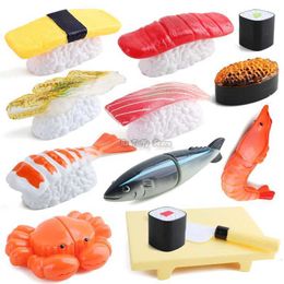 Kitchens Play Food 13 pieces/set of plastic simulation cut sushi seafood food pretend toys reusable kitchen cooking toys childrens playhouse set girl gifts d240525