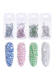 SS04SS20 Mixed Size Opal White Crystal Nail Art Rhinestones Decorashion for False Tips Manicure Stone Accessories F5744533916