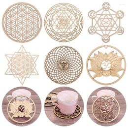 Decorative Figurines Handmade Coasters Flower Of Life Energy Mat Wooden Wall Sign Geometry Laser Cut Craft Wood Sacred Art Home Decor