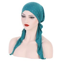 Pre-Tied Muslim Hijab Elastic Bandana Turban Chemo Cap Inner Hat Cancer Long Tail Headwear Beanies Femme Turbantes Headwrap Caps