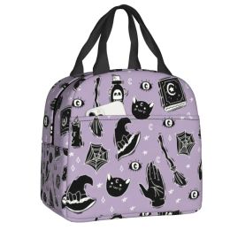 Witchy On Pastel Purple Insulated Lunch Bag for Outdoor Picnic Witch Cooler Thermal Bento Box Women Kids Food Container Tote Bag