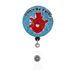 Fashion Style Key Rings Cute Medical Rhinestone Retractable ID Holder For Nurse Name Accessories Badge Reel With Alligator Clip 2572