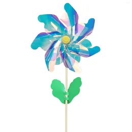 Garden Decorations Party Wooden Stick Reflective Plastic Gift Colourful Bird Repellent Easy Instal Wind Spinner DIY Windmill Rotating Lawn