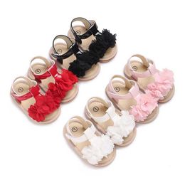 First Walkers Summer Girls Baby Flower Fashion Baby Shoes 0-1 Year Classic Cute Baby Sandals Rubber Sole Anti slip Walking Shoes d240525