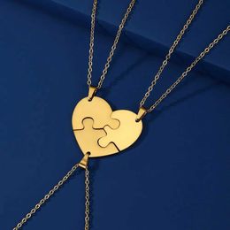 Pendant Necklaces Stainless steel heart-shaped pendant necklace best friend multi heart puzzle necklace family Jewellery gift 2022 new S2452599 S2452466