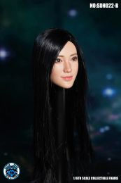SUPER DUCK SDH022 1/6 Scale Asia Beauty Girl Long Hair Head Sculpture Model Accessories for 12" Women Wheat Body Figure