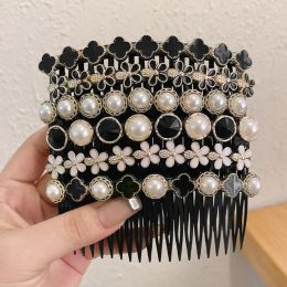 Crystal Flowers Comb Bangs Hair Clip for Women Braid Broken Hairpin Inserted Comb Pressure Pin Girls Hair Accessories Jewelry