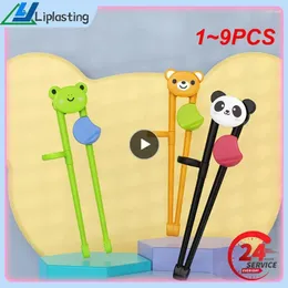 Chopsticks 1-9PCS Stainless Steel For Kids Cartoon Learning Chop Sticks Reusable Training Cute Children Tableware Set