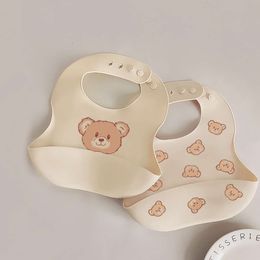 Cartoon Food Grade Silicone Bear Baby Super Soft Lunch Apron Feeding Portable Waterproof Dirty Saliva Bib L2405