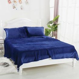 Blankets Winter Thin Pile Bed Blanket Sheet Single Coral Flannel Double Blue