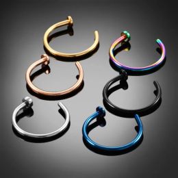 8mm Colourful Fake Nose Piercing Ring Body Piercing Industrial 316L Steel Tragus Earrings ZZ