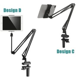 Tablet Stand for Bed Aluminium Arm Cell Phone Clamp Clip Overhead Mount Stand for iPad Mipad Galaxy Tabs Phones with 4-13 inch